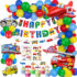 61-częściowy gigantyczny zestaw balonów, papierowych akcesoriów i dekoracji wiszących Happy Birthday Ultimate Transportation