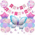 Mega zestaw 34 szt. balonów (foliowych i lateksowych), akcesoriów papierowych i dekoracji wiszącej Happy Birthday Princess