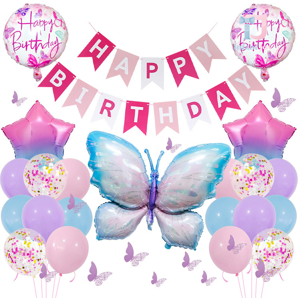 Mega zestaw 34 szt. balonów (foliowych i lateksowych), akcesoriów papierowych i dekoracji wiszącej Happy Birthday Princess