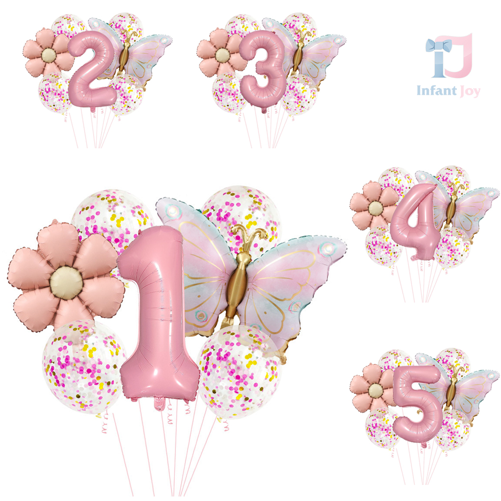 Zestaw 7 balonów (foliowych i lateksowych) Butterly Flowerista