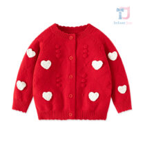 Kardigan dzianinowy premium zdobiony trójwymiarowymi sercami Heart Babe Red