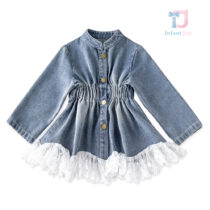 Efektowna taliowana tunika jeansowa z koronką Lace Euphoria