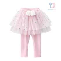 Leginsy z spódniczką tutu, ozdobione wieloma chromowanymi gwiazdkami i elementem 3D Angel Star Pink