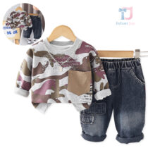 Bluza/bluza 3-częściowa z wzorem kamuflażowym, spodnie jeansowe i łańcuch Camo Boy