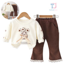 Bluza/bluza dwuczęściowa z elementami 3D i spodnie jeansowe Caramel Flowers