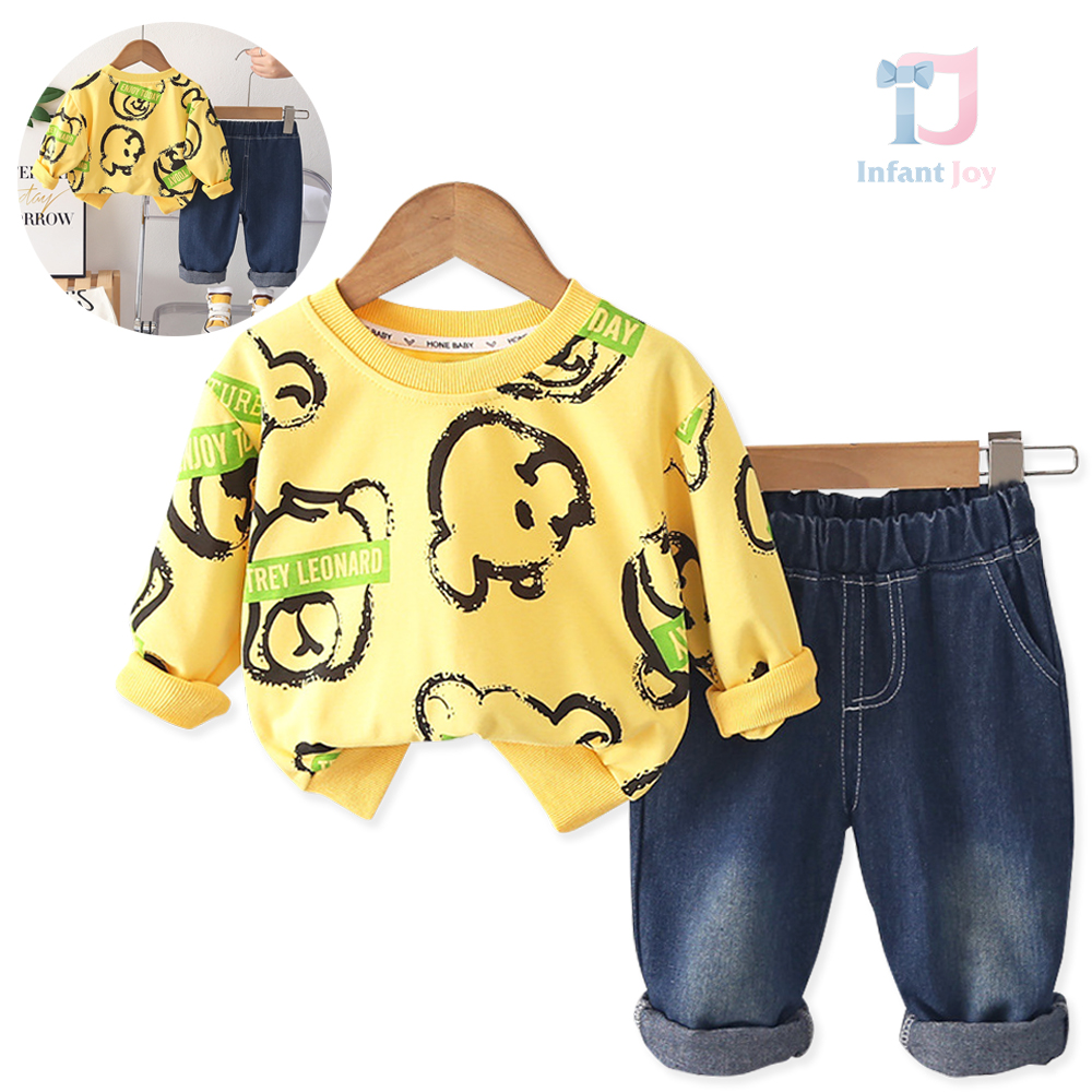 Bluza dwuczęściowa z nadrukami i spodnie jeansowe Leonardo