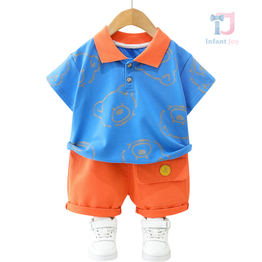 Komplet 2-częściowy z piki i denimu z klasycznym kołnierzykiem Bear Shadow Blue