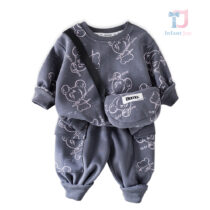 3-częściowy komplet sportowy z bluzą z nadrukiem, spodniami i torbą typu crossbody Bear Star