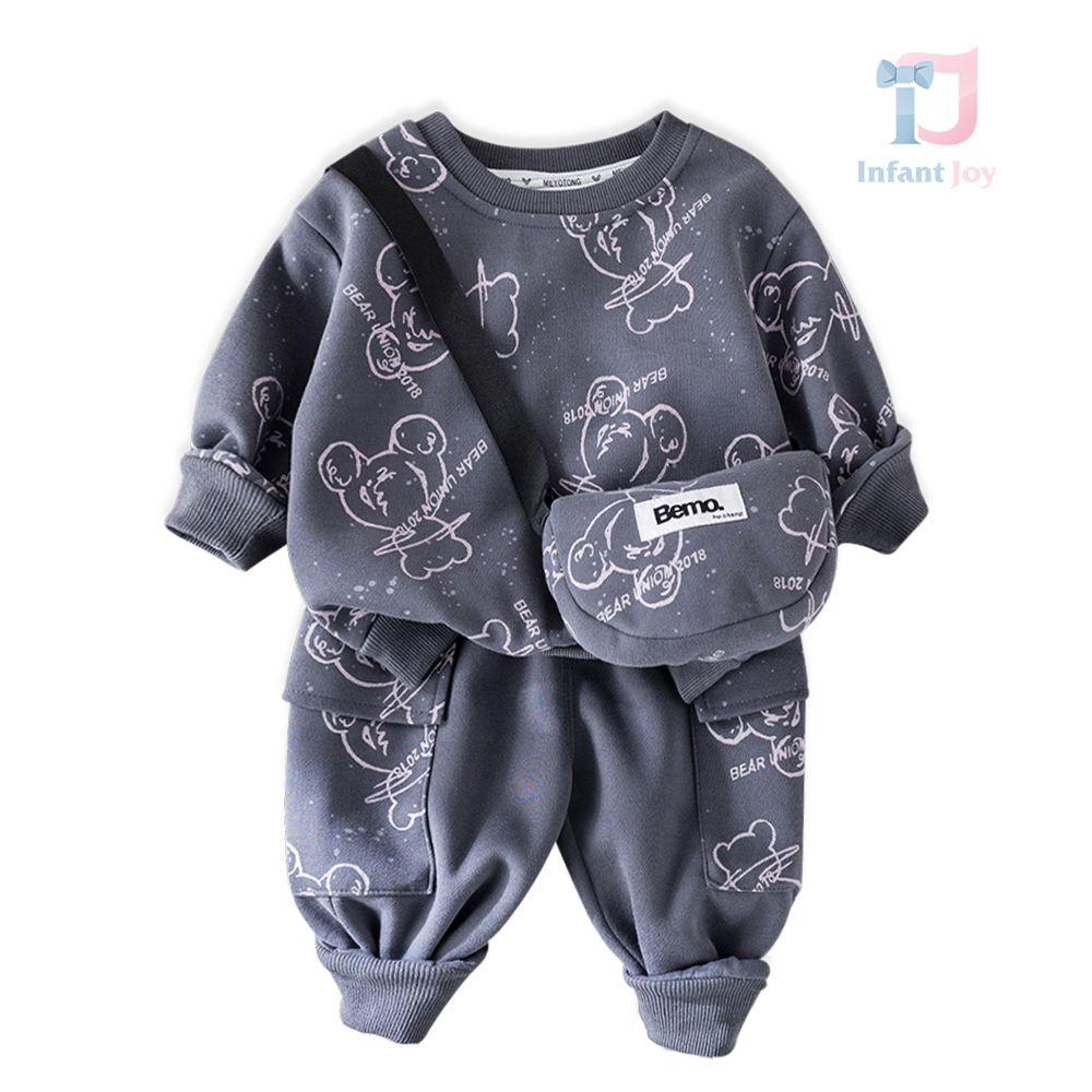 3-częściowy komplet sportowy z bluzą z nadrukiem, spodniami i torbą typu crossbody Bear Star