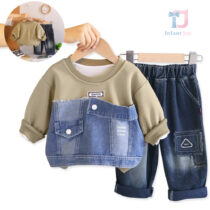Bluza/bluza dwuczęściowa z doszytymi elementami jeansowymi i spodniami jeansowymi Denim Clash