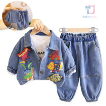 3-częściowy zestaw jeansowy składający się z kurtki, koszulki i spodni Denim Prehistoric Era