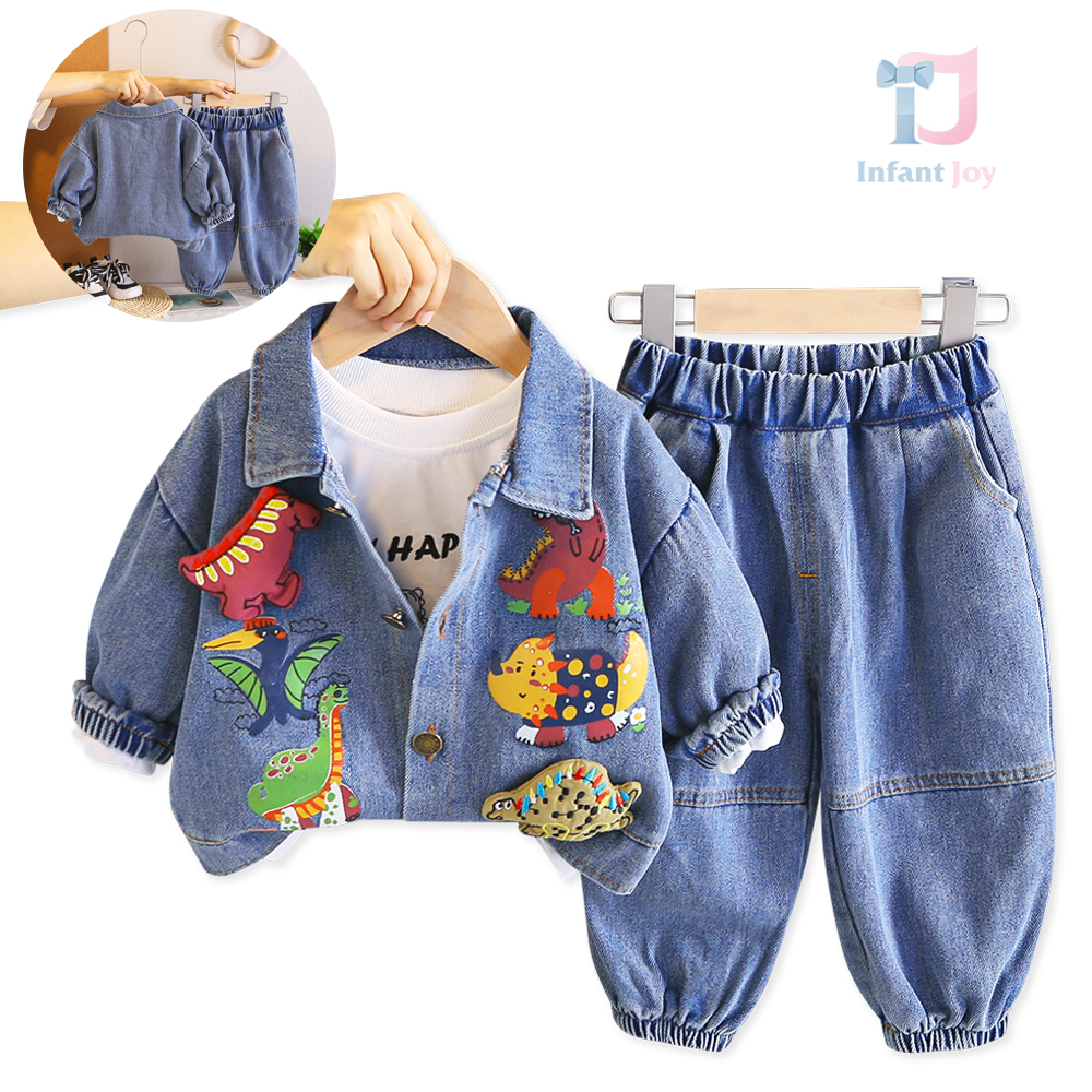 3-częściowy zestaw jeansowy składający się z kurtki, koszulki i spodni Denim Prehistoric Era