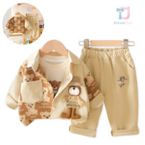 Kurtka 3-częściowa z klasycznym kołnierzem, elementami 3D, bluzką i spodniami Happy Little Bear