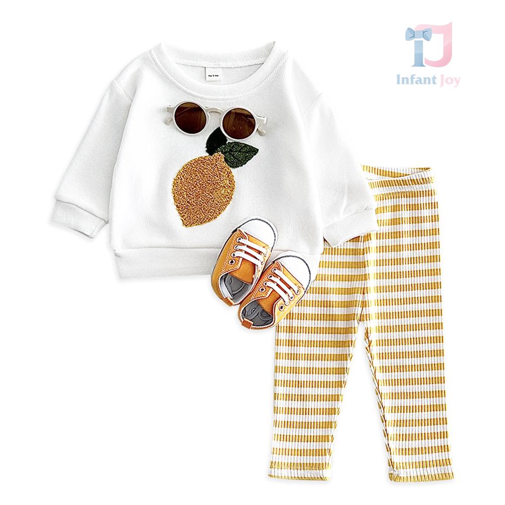 Dwuczęściowy komplet składający się z bluzy/bluzy i legginsów ze ściągaczem z pluszową aplikacją Lemon Crème