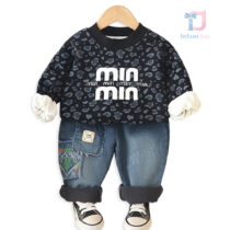 Komplet 2-częściowy: bluza z ociepleniem i spodnie jeansowe Mini Panther
