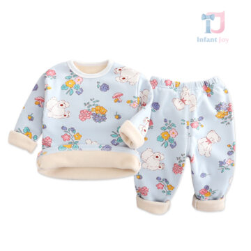 bebeshki-detski-komplekt-pijamen-pijama-leśny-ogród-niebieski