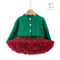Dwuczęściowy komplet premium składający się z kamizelki i spódnicy z bogatym tutu Twinkle Star Green