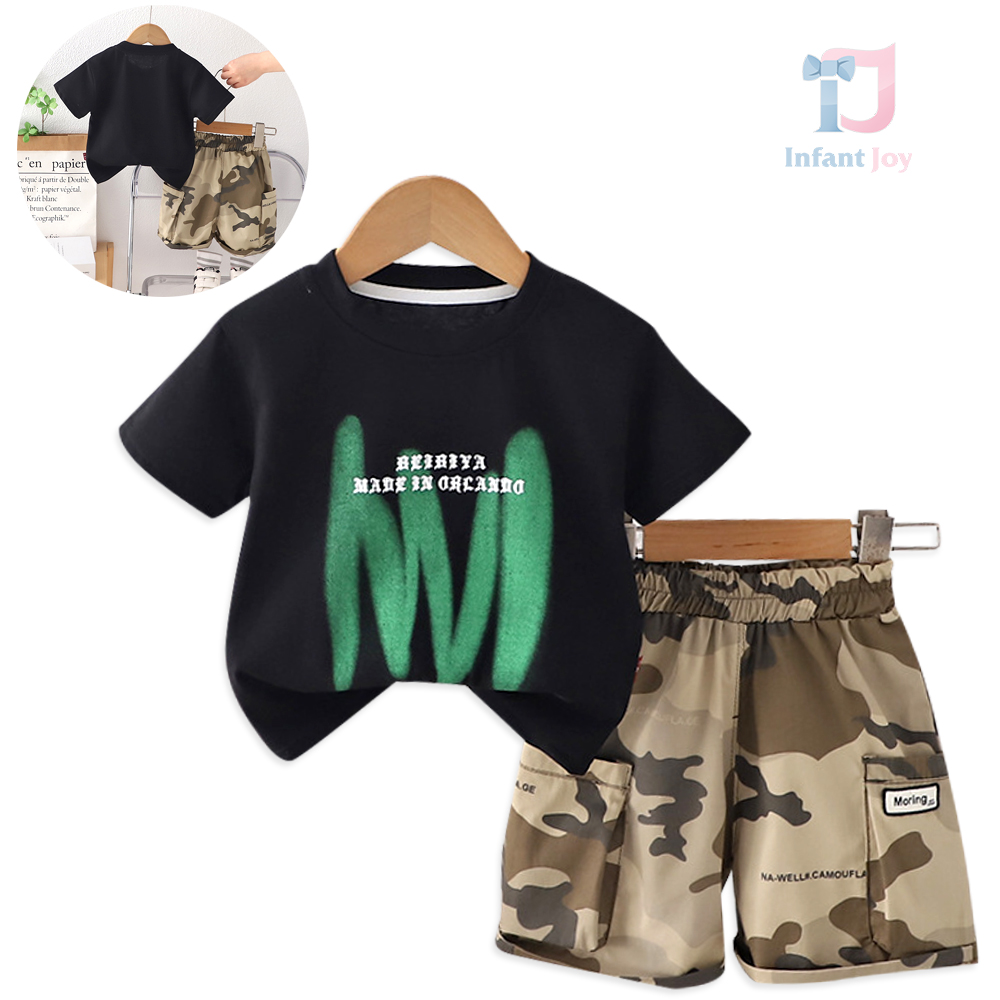 Koszulka 2-częściowa i spodenki cargo z kieszeniami Urban Scout Camo Black