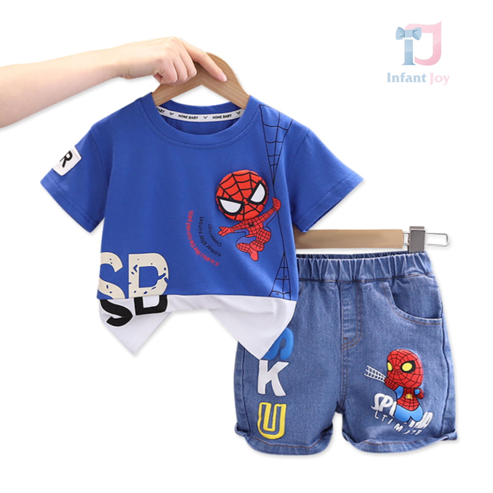 Komplet 2-częściowy z krótkimi spodniami jeansowymi i elementami 3D Spider Limited Blue