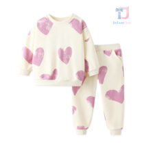 Komplet 2-częściowy: bluza/bluza i spodnie z dużymi nadrukami Słodkie Serca