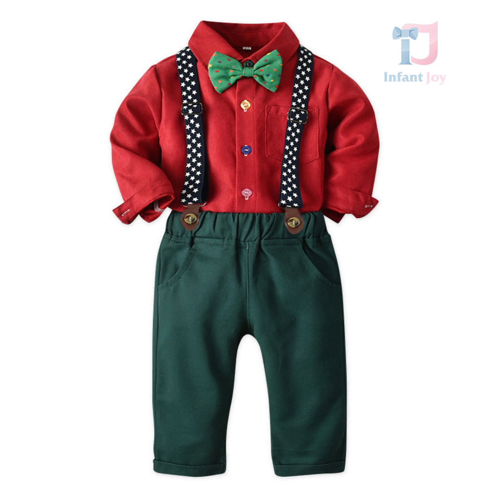 3-częściowy oficjalny zestaw świąteczny z muszką i szelkami Christmas Color Dots