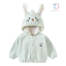 Bluza polarowa z kapturem, uszami 3D i haftem Sugar Bunny Mint