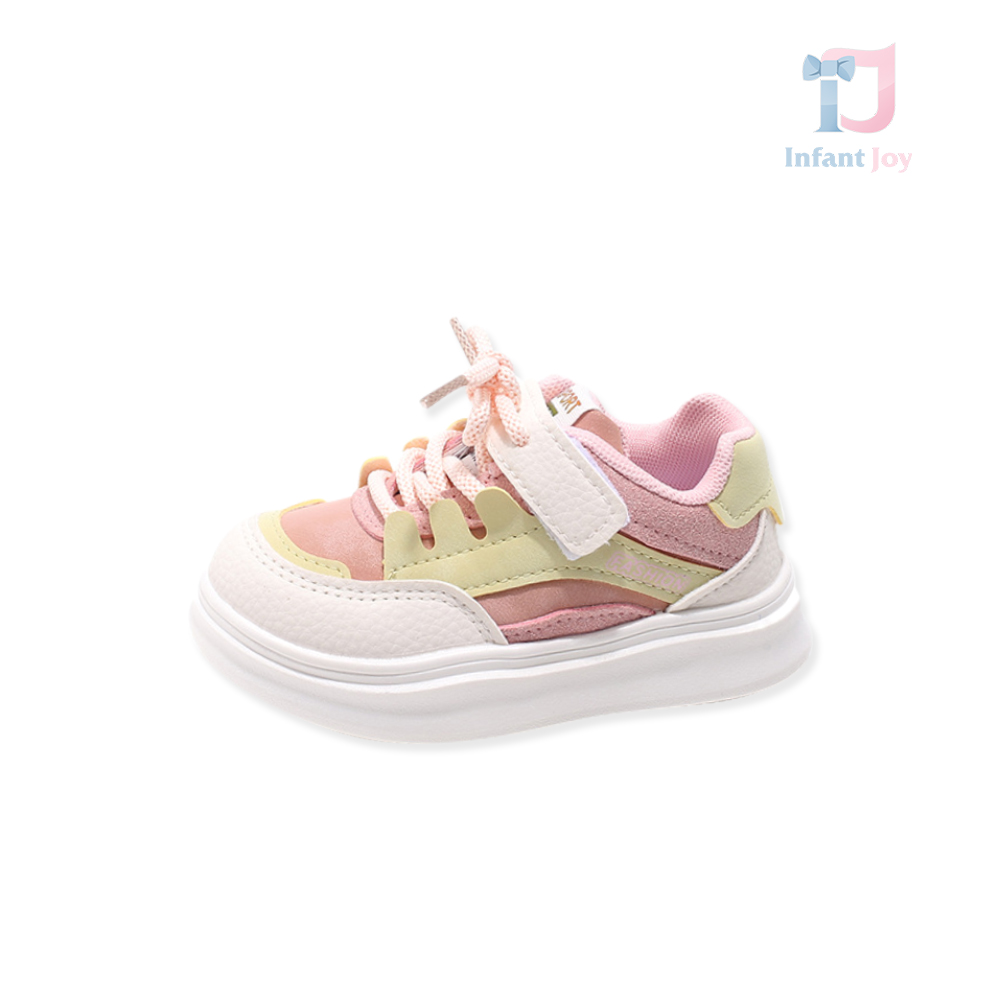 Buty sportowe zamszowe i ze skóry ekologicznej z zapięciem na rzep i sznurowadłami Sunset Dash Pink