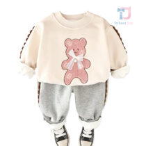 Dwuczęściowy komplet składający się z bluzy i spodni ocieplanych z aplikacjami Softy Bear Vanilla