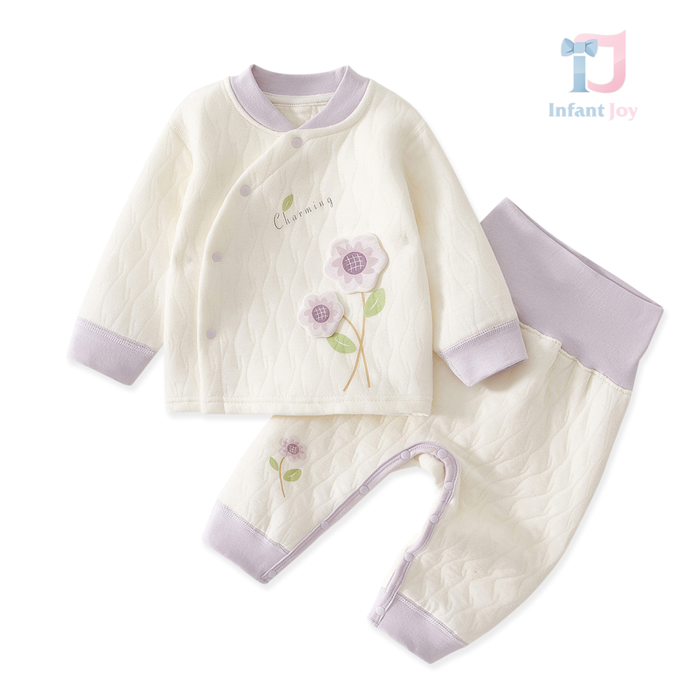Komplet 2-częściowy: kamizelka z asymetrycznym zapięciem i spodnie z wysokim stanem Charming Flowers