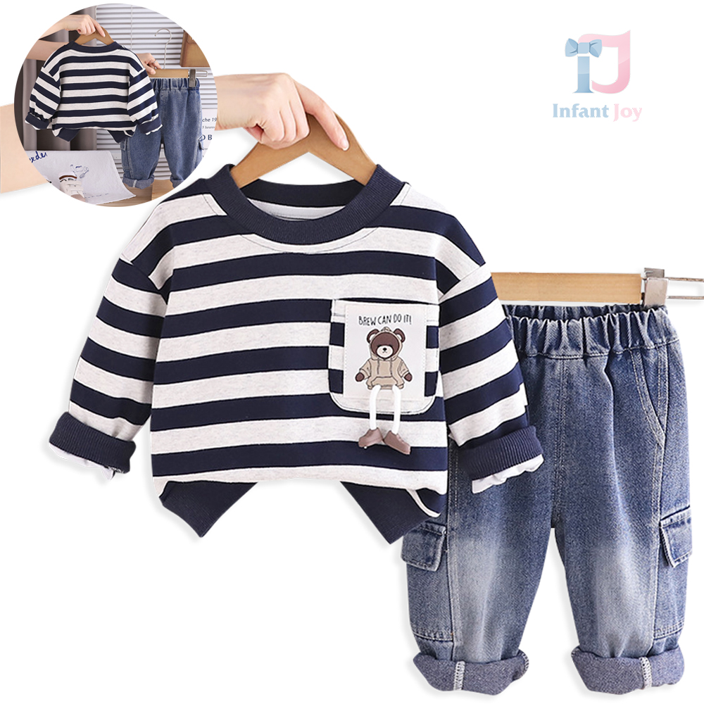 Komplet 2-częściowy bluza/bluza z emblematem i elementem 3D oraz spodnie jeansowe Can Do It Navy