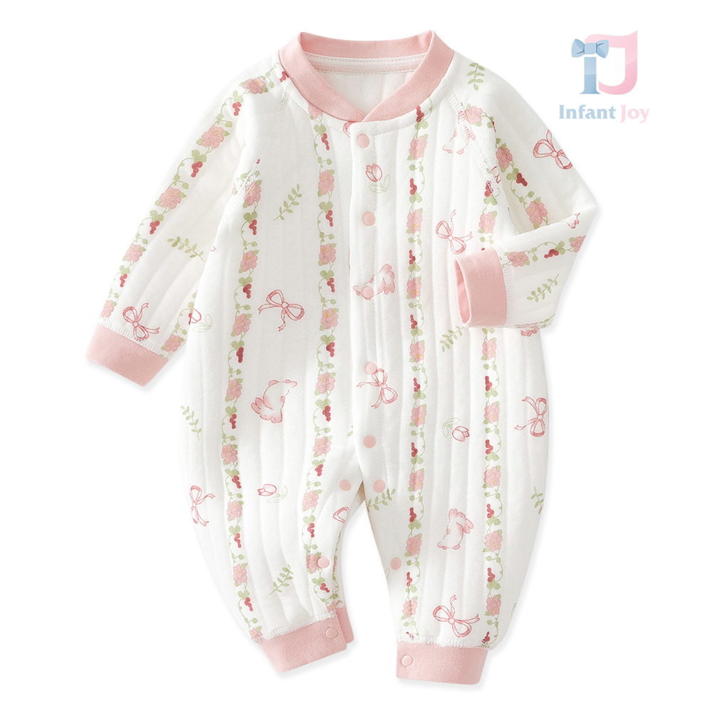 Kombinezon z bawełny prążkowanej premium z zapięciem na zatrzaski Gentle Petals