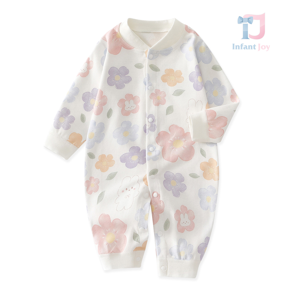 Bawełniany kombinezon z nadrukiem kwiatowym i zapięciem na zatrzaski Baby Blossom