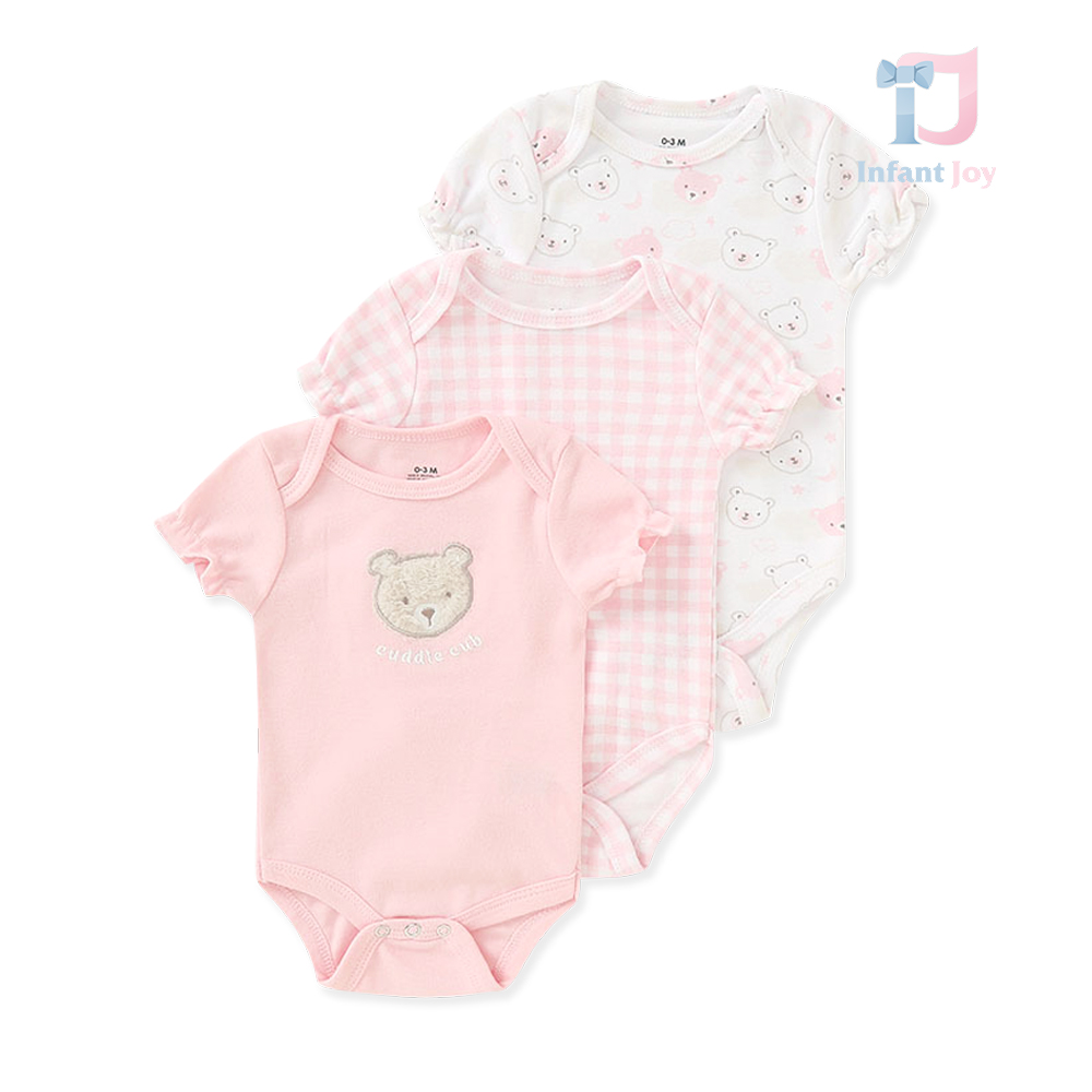 3-częściowy komplet body z krótkim rękawem Cuddle Cub Pink