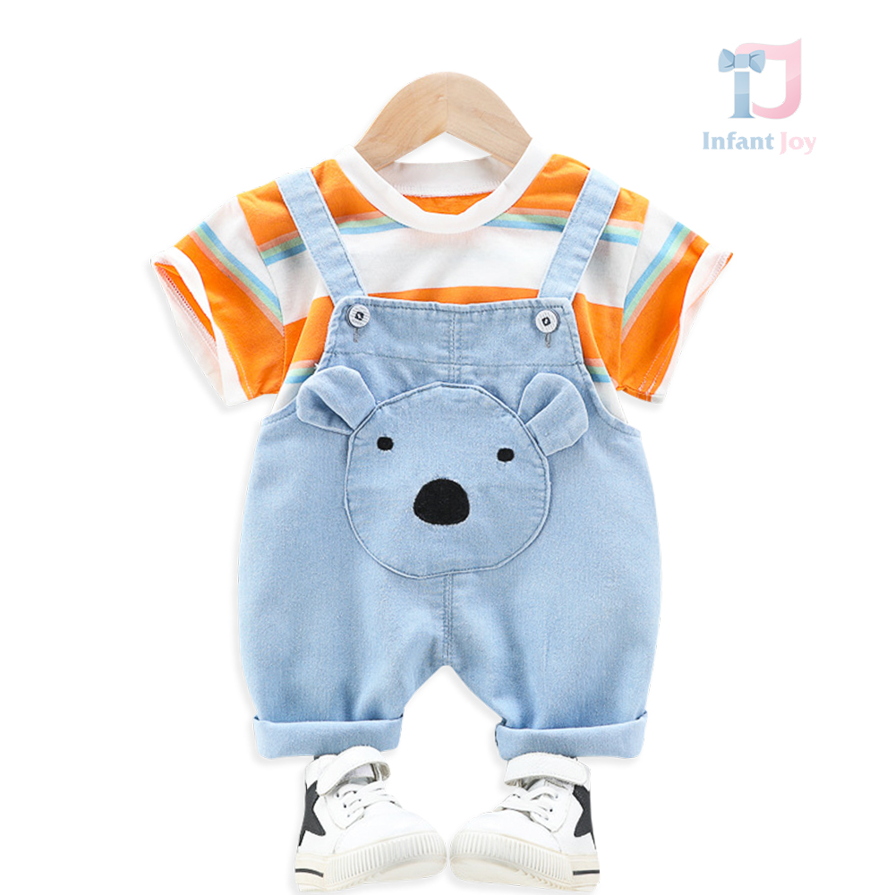Dwuczęściowy komplet składający się z koszulki i krótkiego kombinezonu z elementami 3D Baby Bear Orange