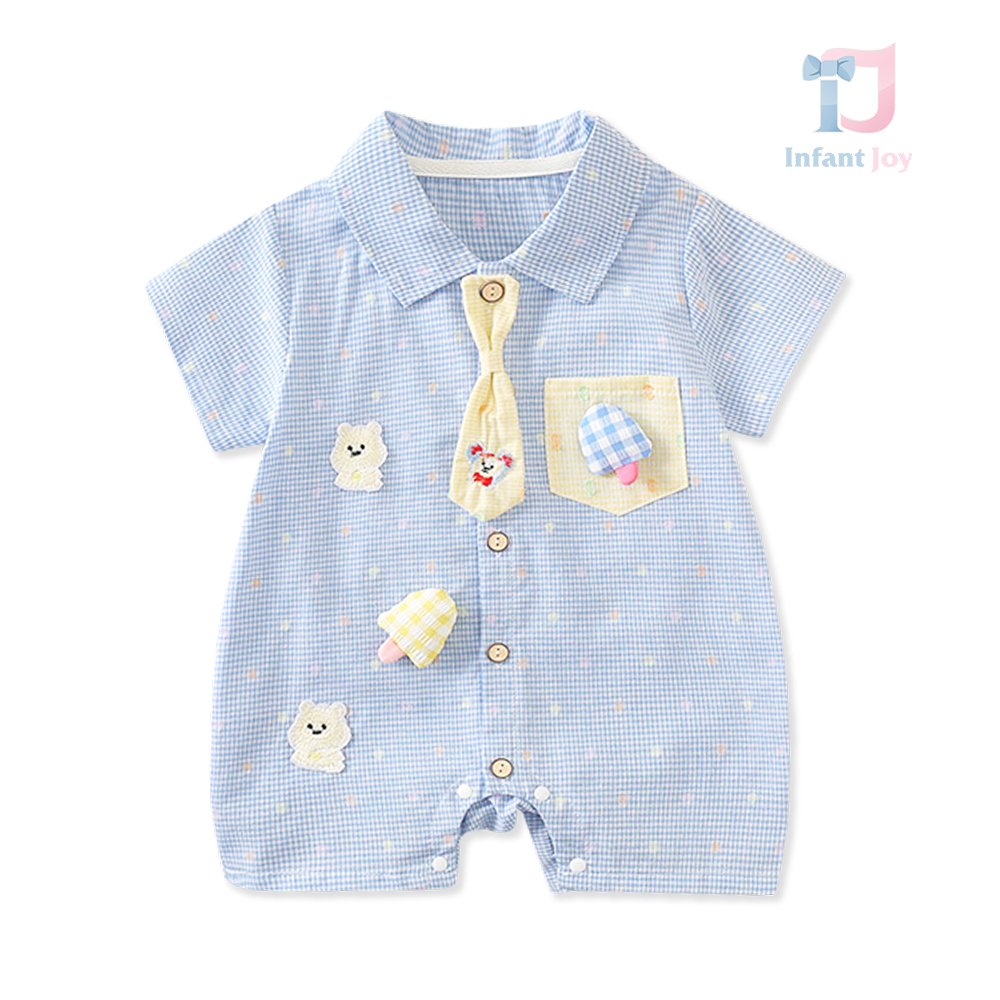 Kombinezon 2-częściowy z elementami 3D i odpinanym krawatem Pastel Picnic Blue