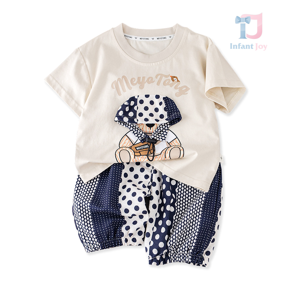 Komplet 2-częściowy z misiem i spodniami Blue Dots