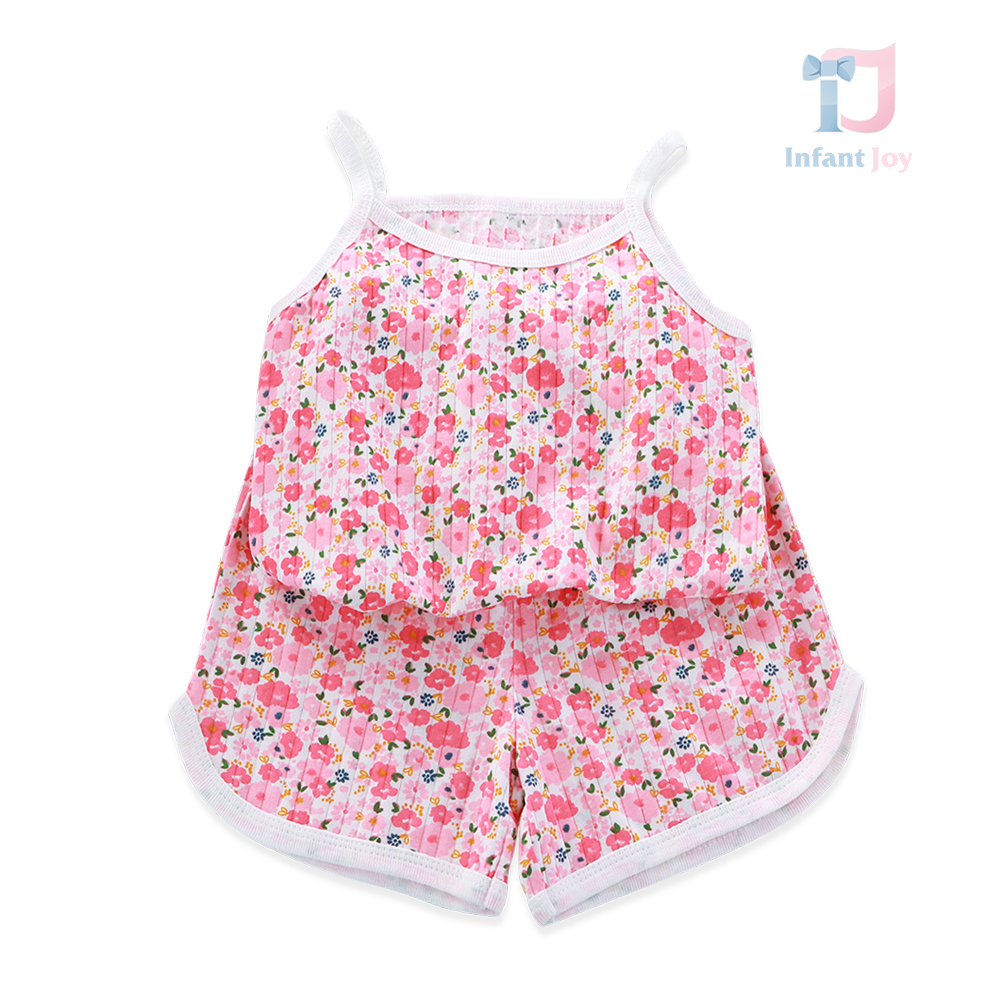 Dwuczęściowy komplet: top na cienkich ramiączkach i spodenki Flower Pops