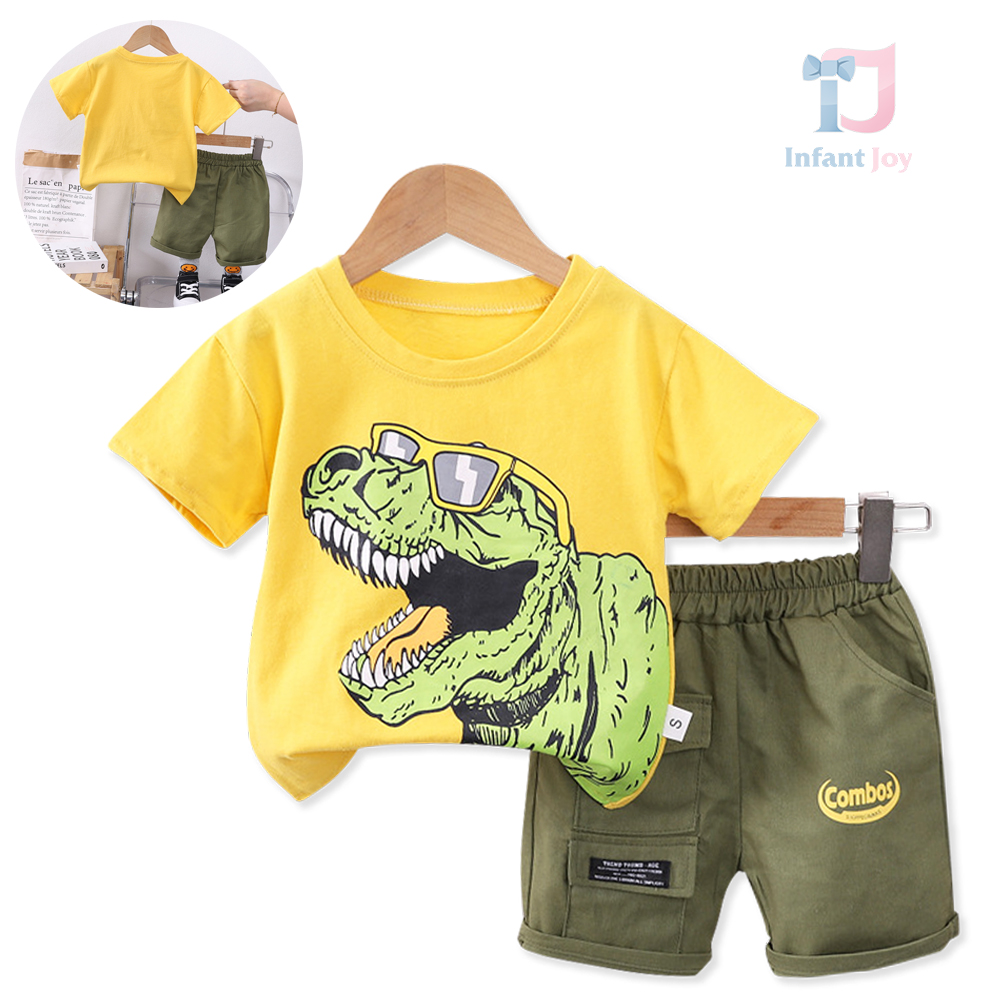 2-częściowy komplet z T-shirtem z dużym nadrukiem i szortami Yellow Rex