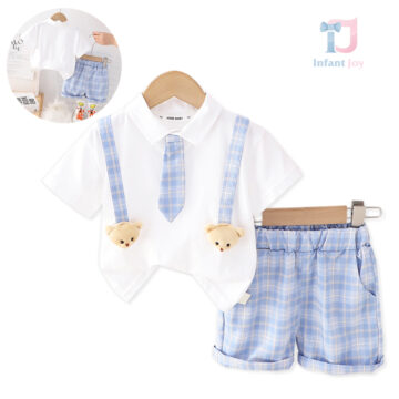bebeshki-detski-komplekt-Teddy Krawat Niebieski