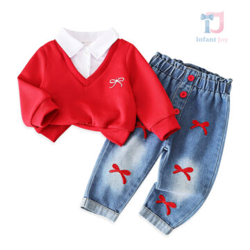 bebeshki-detski-komplekt-Ribbon-Denim-Czerwony