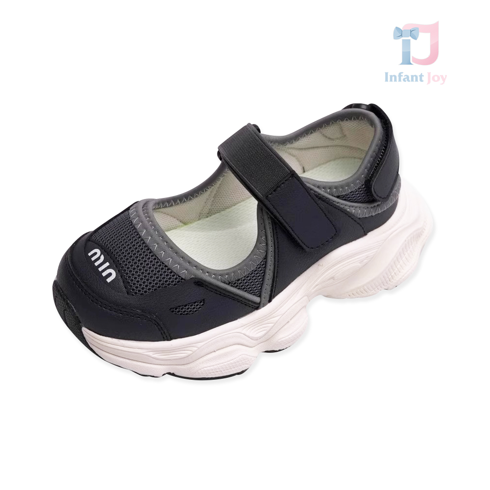Buty przedszkolne zapinane na rzepy i wzmocnione palce Mini Min Czarne